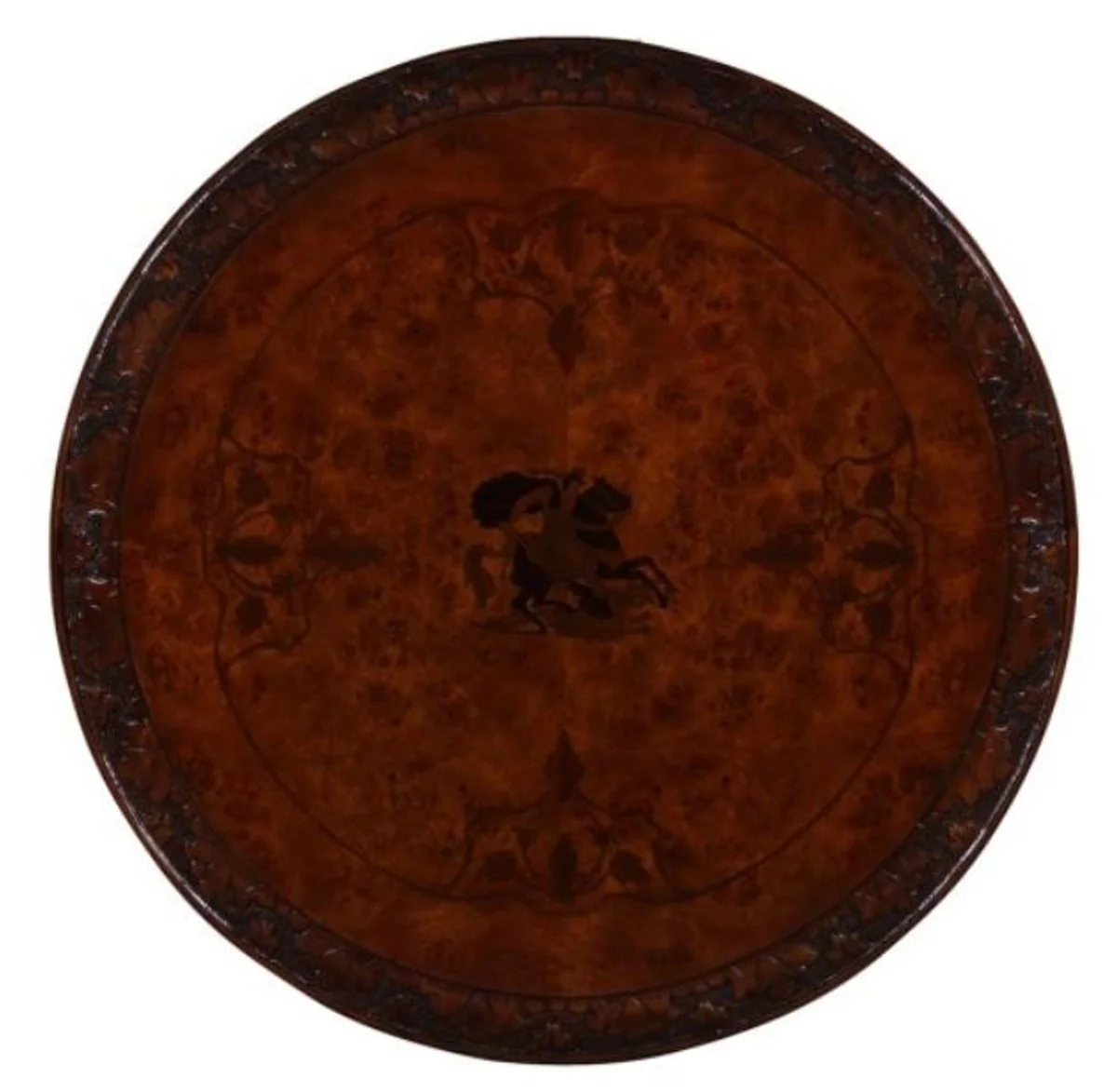 Luxury Art Nouveau mahogany side table brown Ø 50 x H. 74 cm - living room furniture