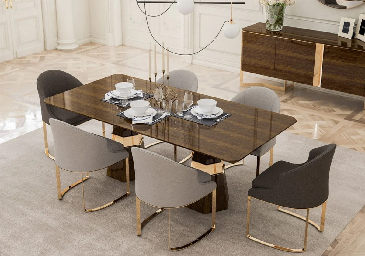 Luxury Dining Room Set - 1 Dining Room Table & 6 Dining Chairs - Kitchen Furniture - Dining Room Furniture - Luxury Quality