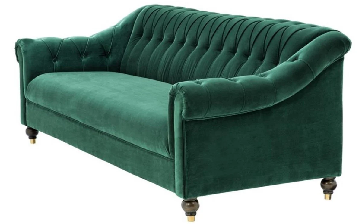 Luxury Chesterfield living room sofa green / brown / gold 230 x 90 x H. 81.5 cm - luxury quality