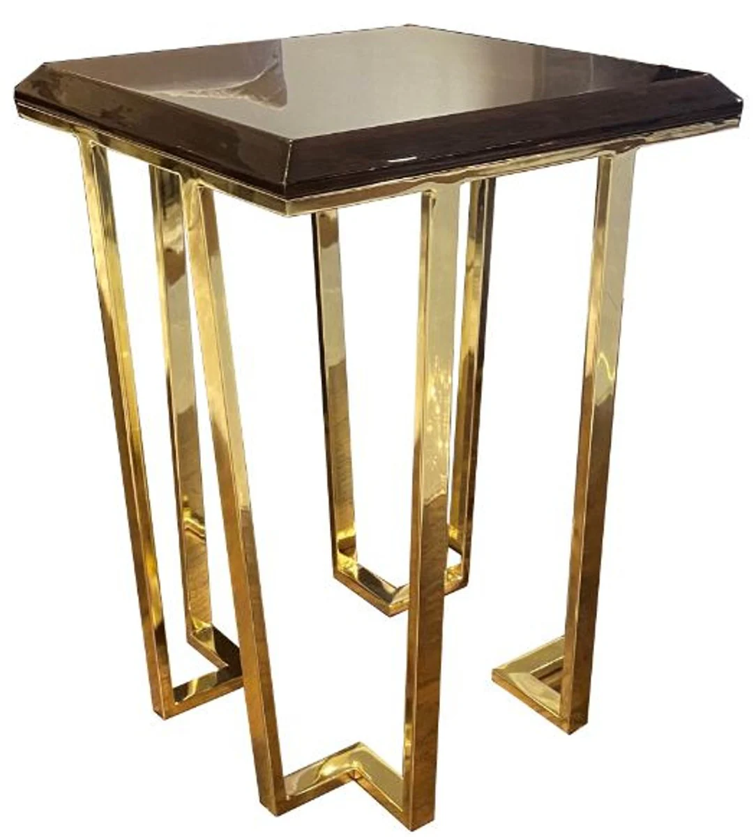 Luxury Art Deco side table dark brown / gold 50 x 50 x H. 68 cm - Art Deco living room furniture