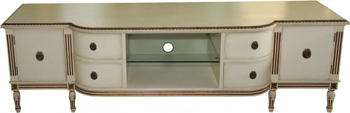 Baroque TV chest of drawers with 4 drawers and 2 doors antique cream/gold 190 cm - TV cabinet - sideboard - unique!