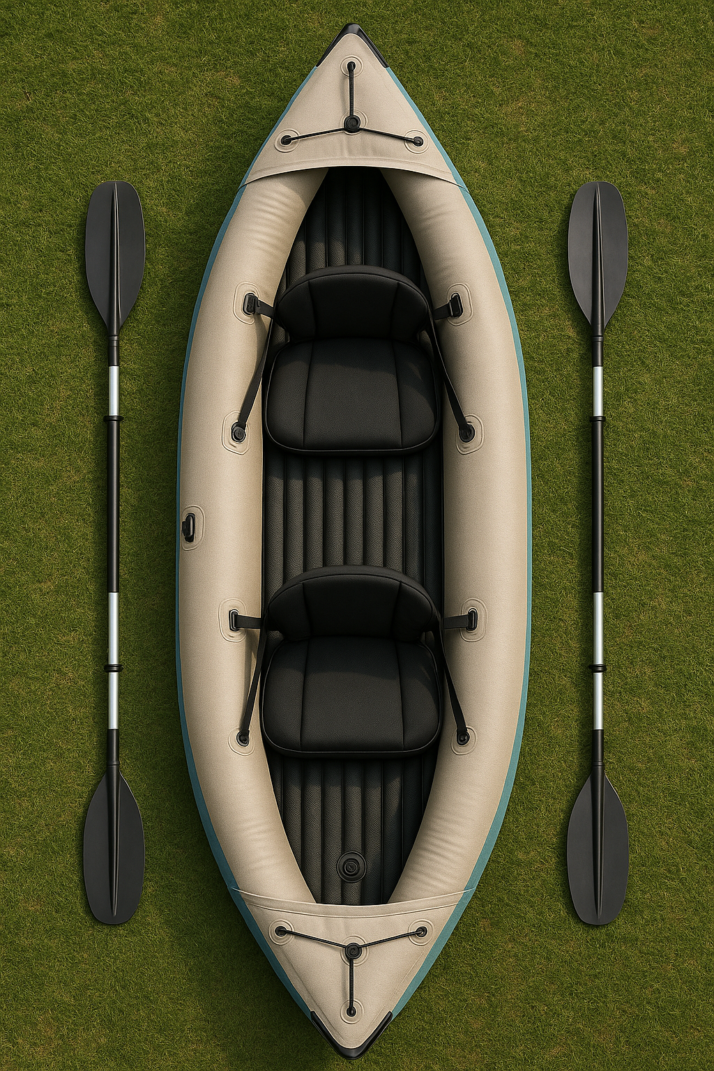 Aufblasbares Kajak, beige/schwarz, PVC-Kunststoff, geeignet für See und Fluss, 376 x 77 x 34 cm, OGYieiD509gO