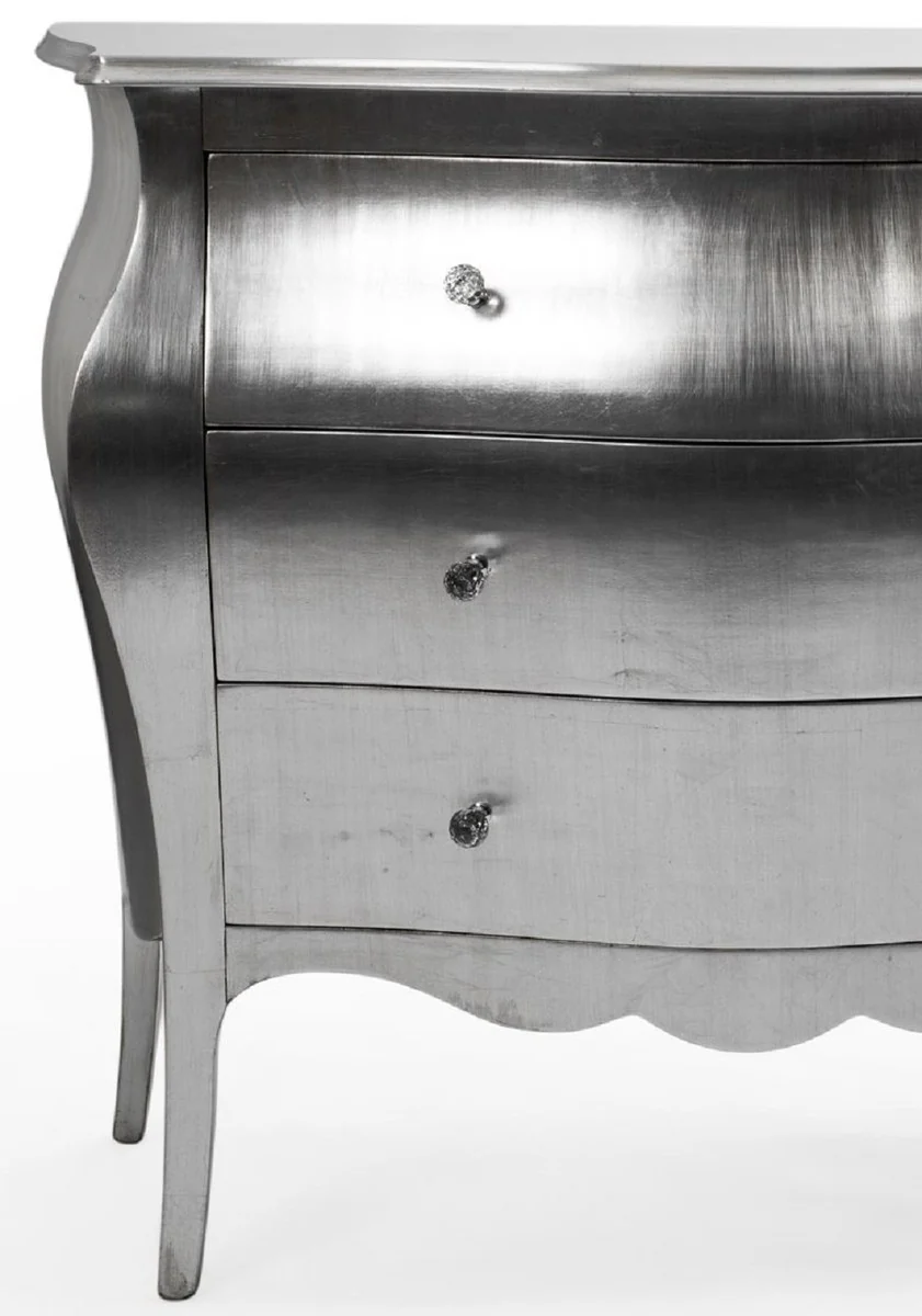 Luxury Baroque chest of drawers silver - Handmade solid wood chest of drawers with 3 drawers - Luxury furniture in the Baroque style - Baroque furniture - Baroque furnishings - Noble & magnificent