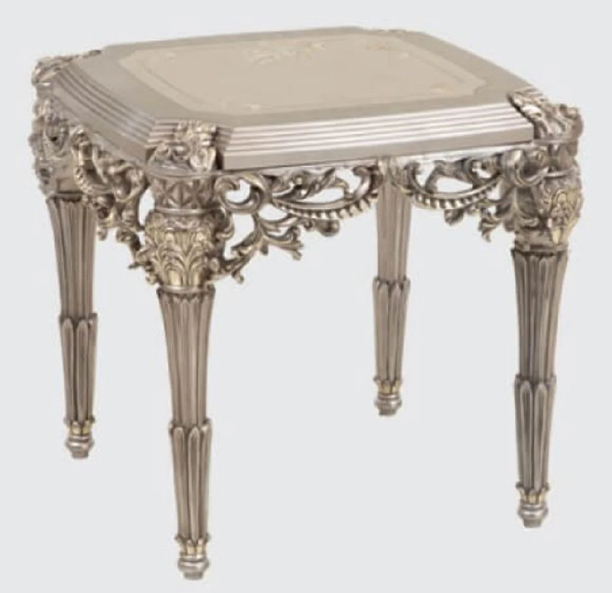 Luxury baroque side table silver / gold 65 x 65 x H. 65 cm - handmade solid wood table in baroque style - baroque furniture