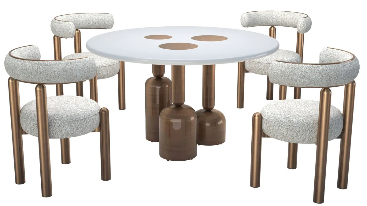 Luxury Dining Room Set White / Bronze - Luxury Hotel & Restaurant Furniture