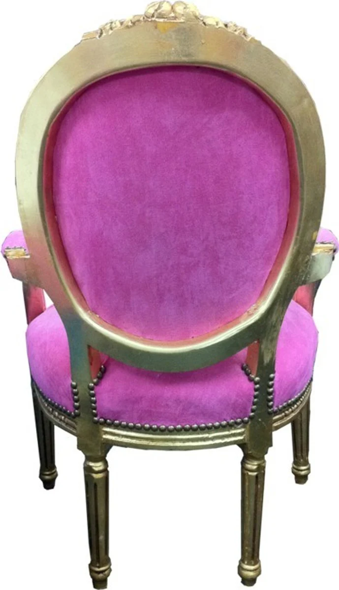 Barock Salon Stuhl Rosa / Gold Mod2