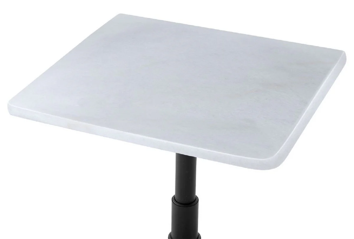 Luxury dining table white / black 75 x 75 x H. 75 cm - kitchen table with square marble top - dining room furniture