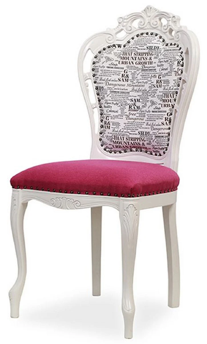 Luxury Baroque Dining Room Chair Dark Pink / Black / White - Baroque Style Kitchen Chair - Magnificent Luxury Dining Room Furniture in Baroque Style - Baroque Furniture - Noble & Magnificent