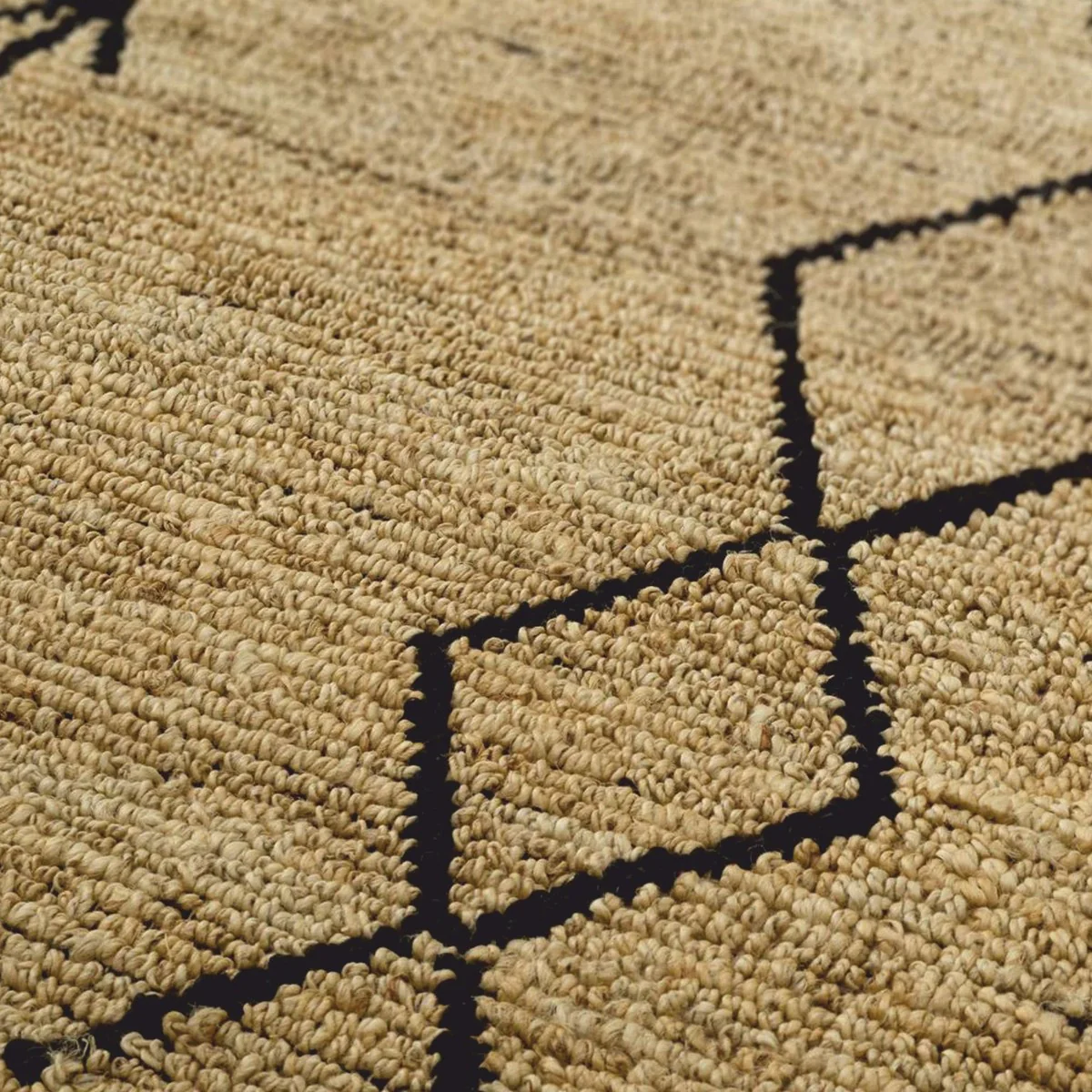 Luxury jute carpet beige / black 200 x 300 cm - handwoven