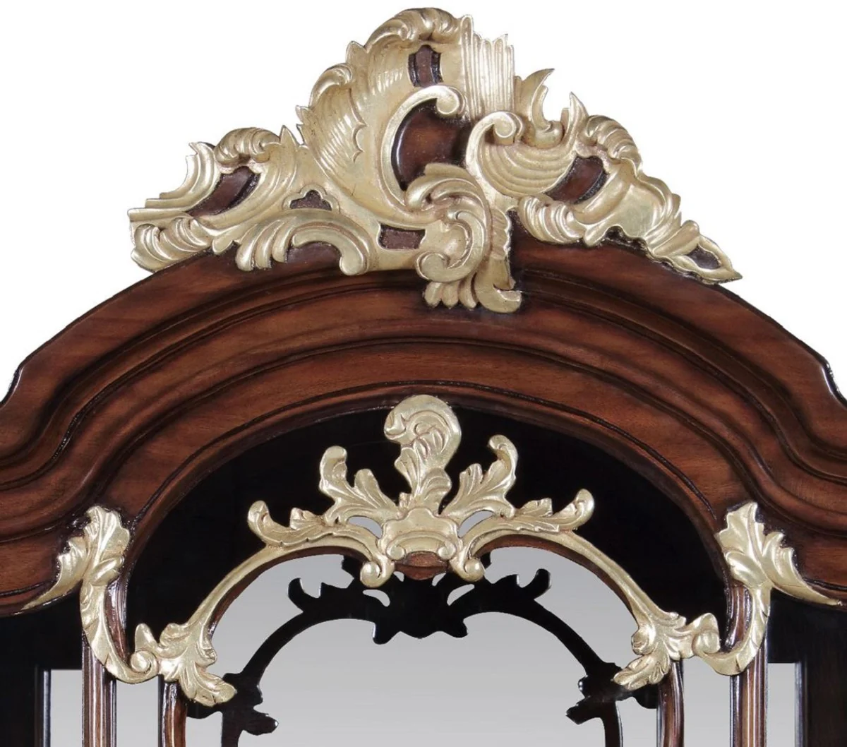 Luxury baroque display cabinet brown / gold 79 x 42 x H. 207 cm - magnificent solid wood display cabinet with LED lighting - baroque furniture