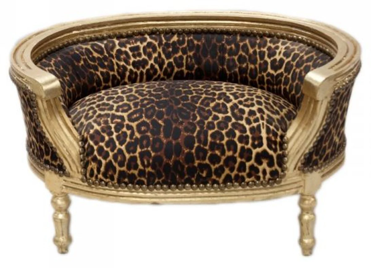Baroque Dog & Cat Sofa Leopard / Gold Dog Bed & Cat Bed