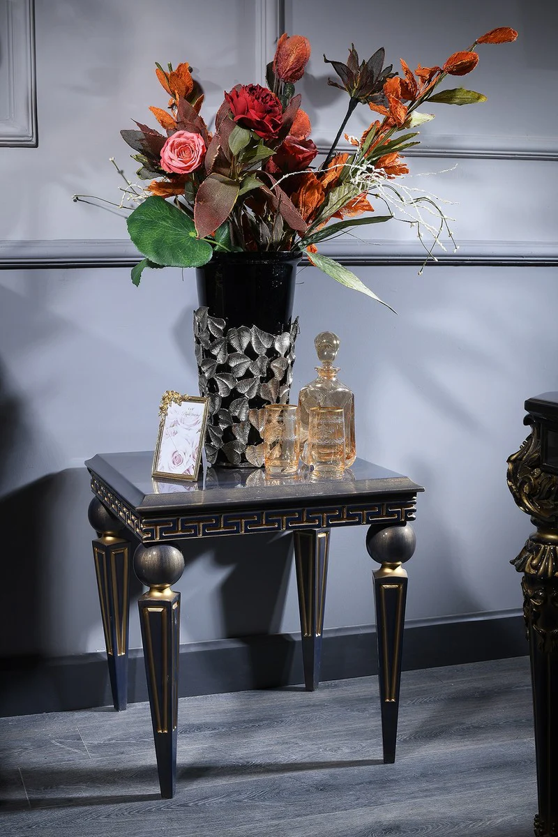 Luxury Baroque side table blue / gold / black 59 x 59 x H. 60 cm - Baroque furniture