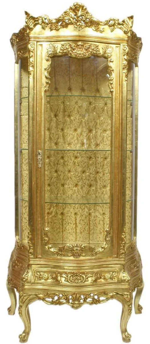 Baroque display cabinet gold 80 x 40 x H. 200 cm - Magnificent baroque display cabinet with glass door and beautiful decorations - Baroque furniture
