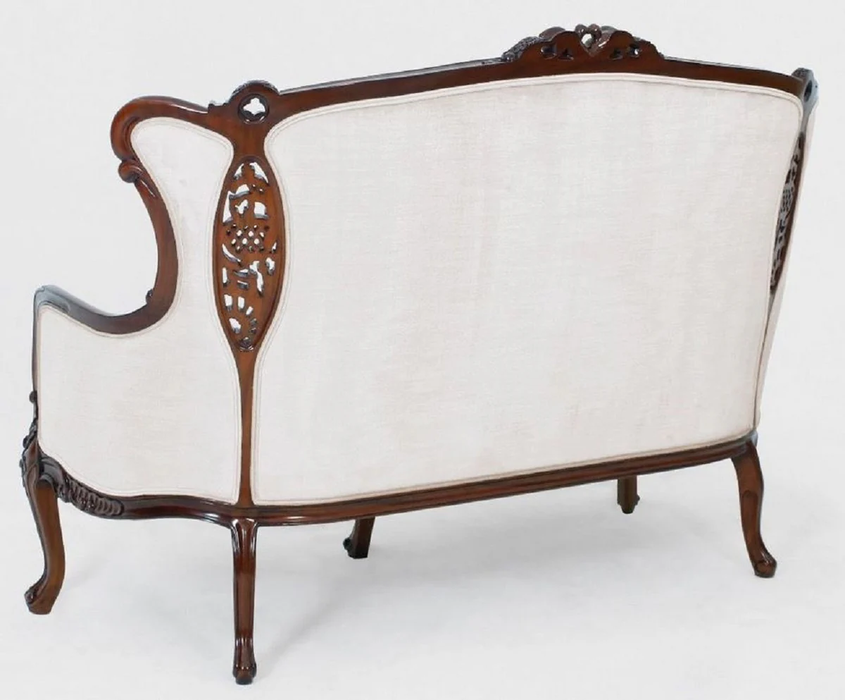 Luxury Baroque Sofa White / Brown - Magnificent Living Room Sofa in Baroque Style - Baroque Living Room & Hotel Furniture - Noble & Magnificent