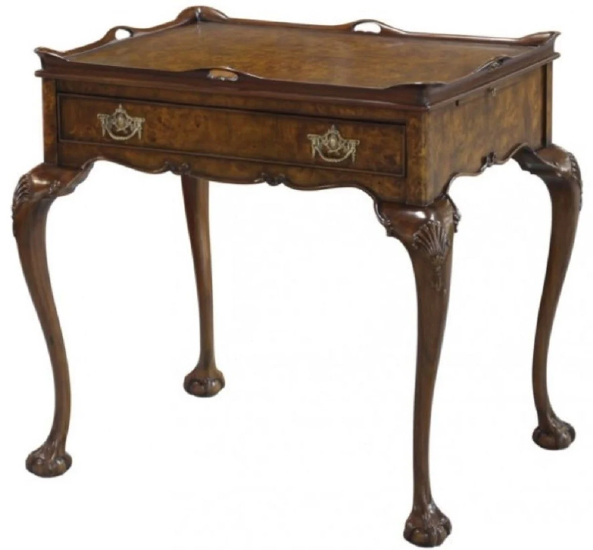 Luxury Art Nouveau side table with drawer and removable tray brown 78 x 57 x H. 78 cm - Elegant tea table - Baroque & Art Nouveau living room furniture - Luxury quality