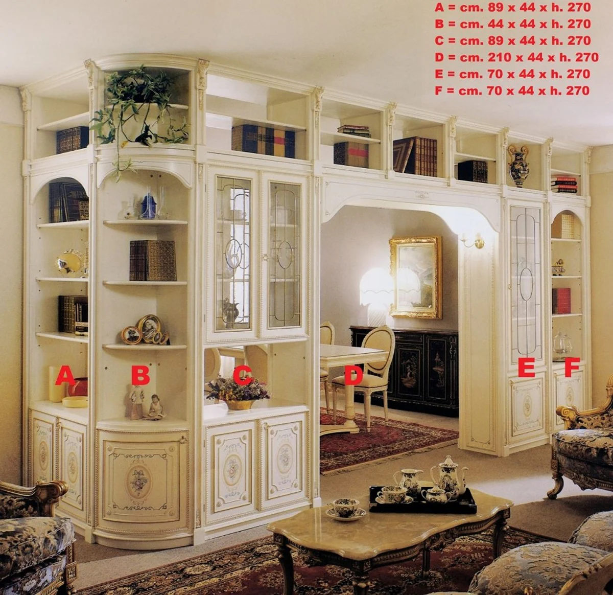 Luxury Baroque Corner Cabinet White / Multicolored / Gold - Huge Solid Wood Living Room Cabinet in Baroque Style - Baroque Living Room Furniture - Luxury Quality - Made in Italy