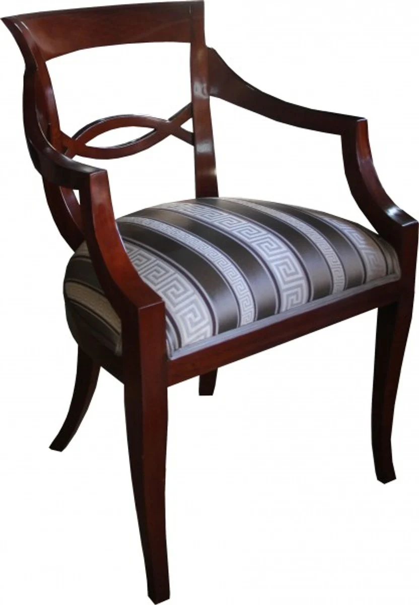 Biedermeier luxury dining room chair brown with meander pattern fabric Mod2 - furniture restaurant hotel catering
