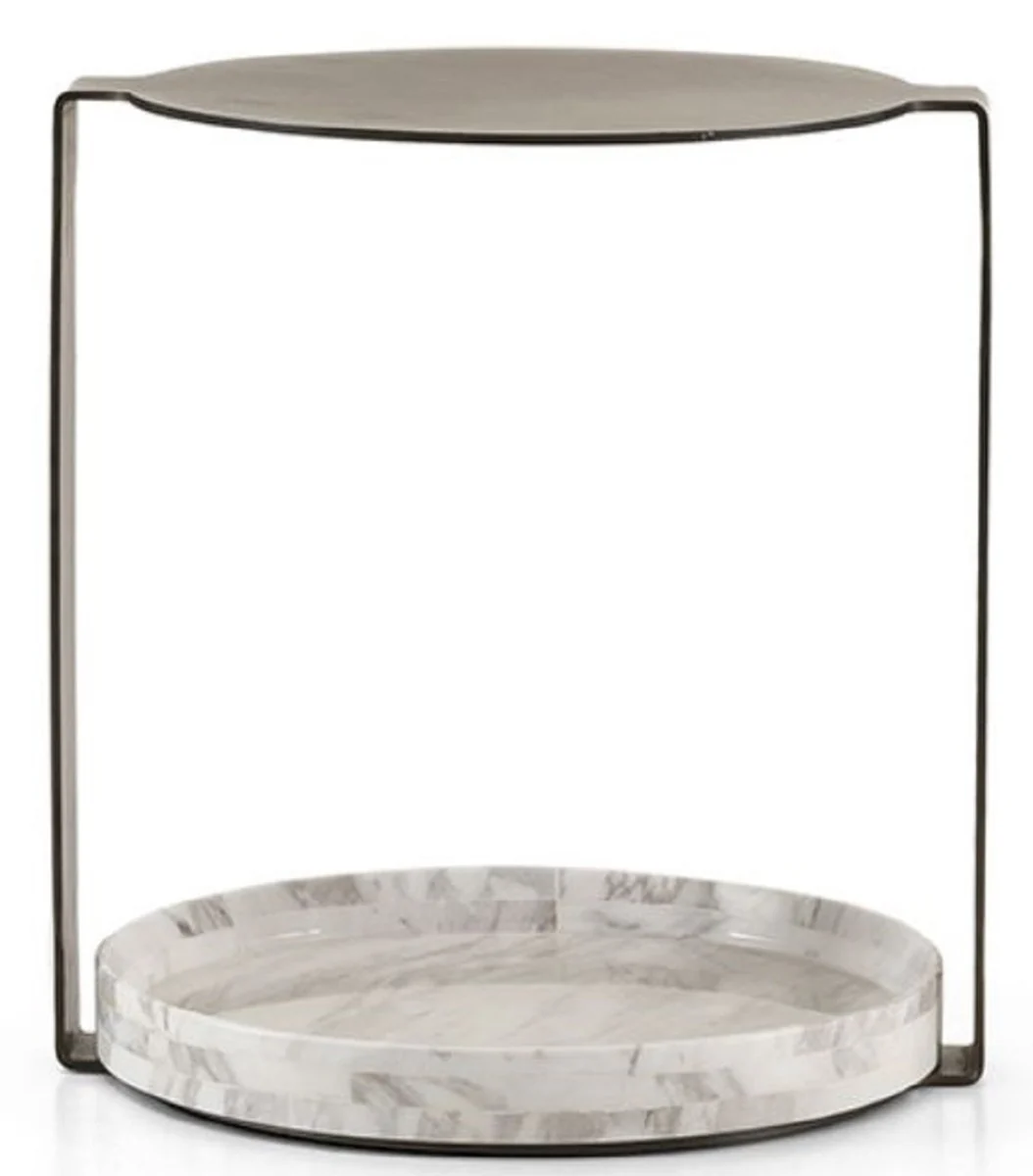 Luxury side table brass / white 40 x 35 x H. 48 cm - Modern living room furniture - Luxury collection