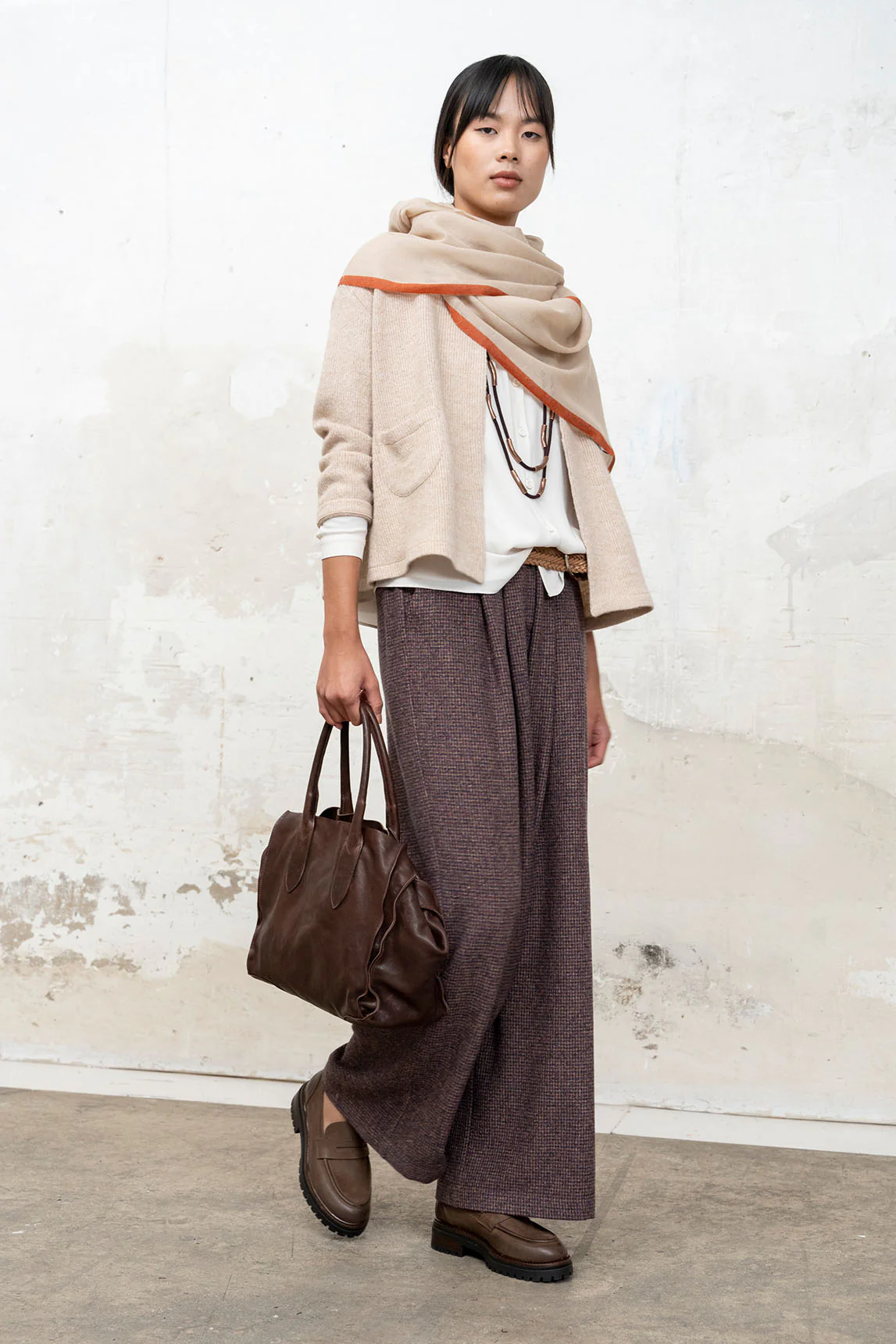 Burgunderrot karierte Hose „Aretha“ von Rivera-Spanien