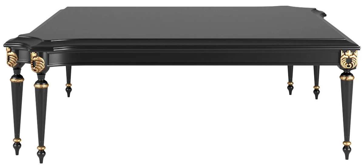 Luxury baroque coffee table black / antique gold 132 x 132 x H. 45 cm - Elegant living room table in baroque style - Baroque living room furniture