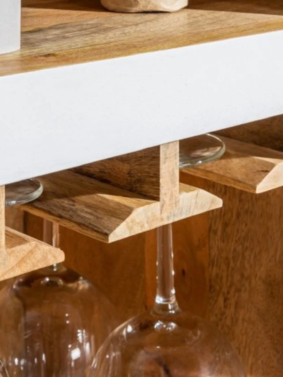 Country house style wine cabinet white / natural colors 72 x 40 x H. 196 cm - handmade solid wood bar cabinet - bar furniture in country house style