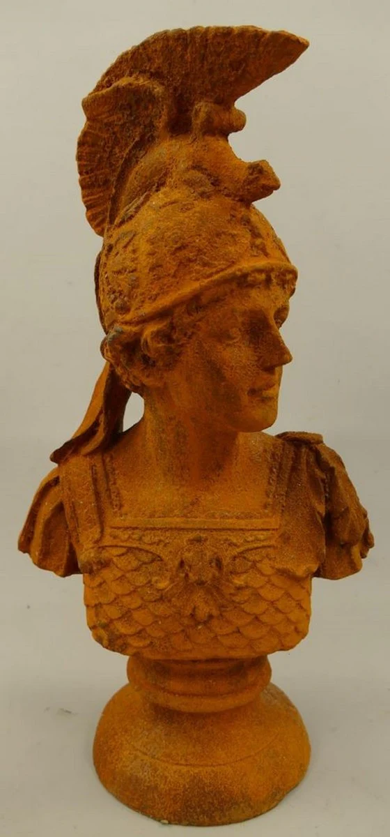 Jugendstil Deko Büste Ritter Rost 27 x 16 x H. 47 cm - Gusseisen Skulptur - Gusseisen Figur - Deko Skulptur - Deko Figur - Garten Deko Accessoires