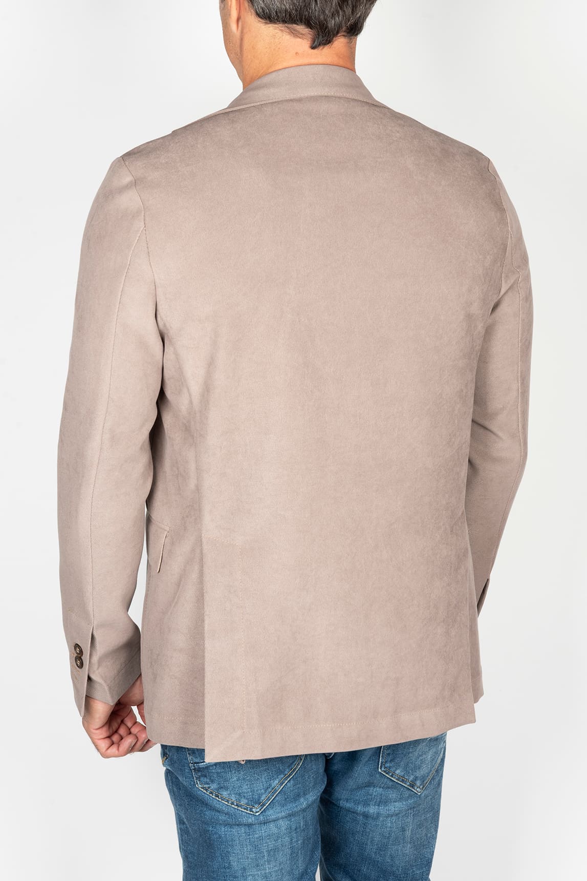 Rivera-Spanien Taupefarbener Blazer mit Wildledereffekt