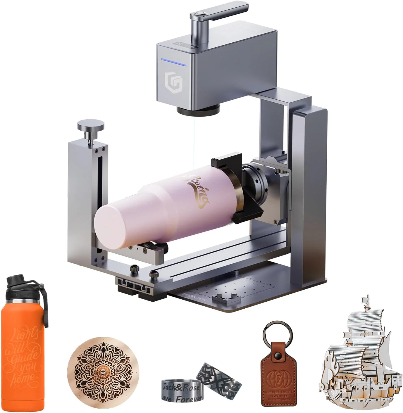 Longer Nano Pro Portable Laser Engraver with 4-in-1 Rotary Extension, 5000mm/s High-Speed ​​12W Laser Engraver, and Cutter, DIY Engraving Tool for Wood, Acrylic, Leather, Cloth, Metal, Ceramic