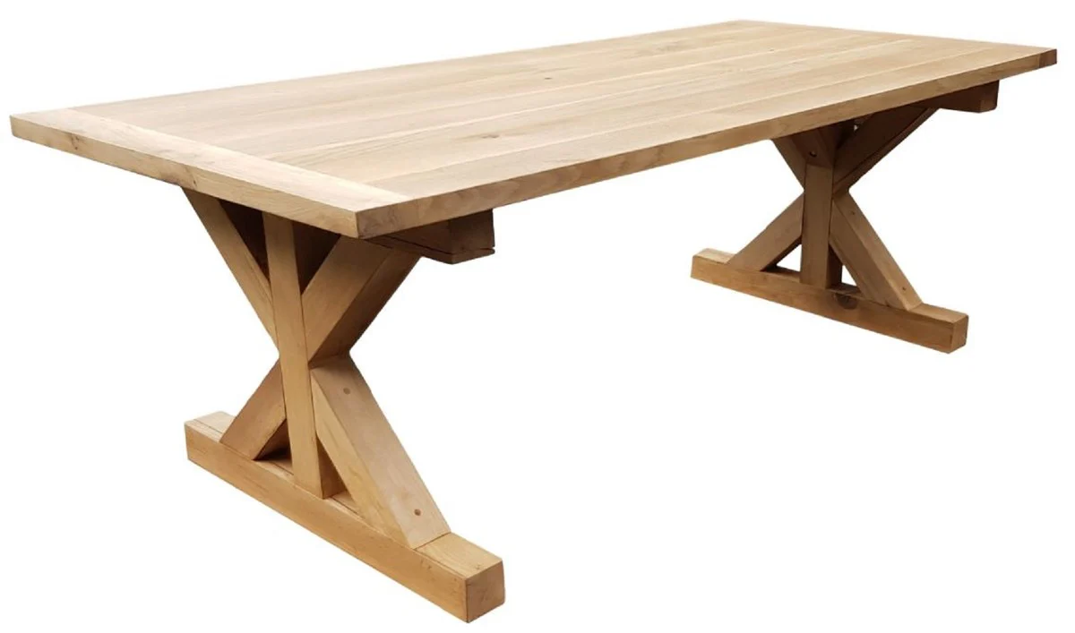 Country house style oak wood dining table natural colors - various sizes - solid wood kitchen table - rustic dining room furniture