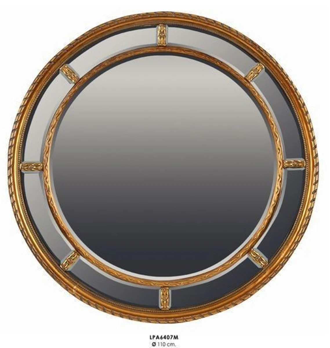 Baroque wall mirror round gold diameter 110 cm - noble & magnificent - golden mirror