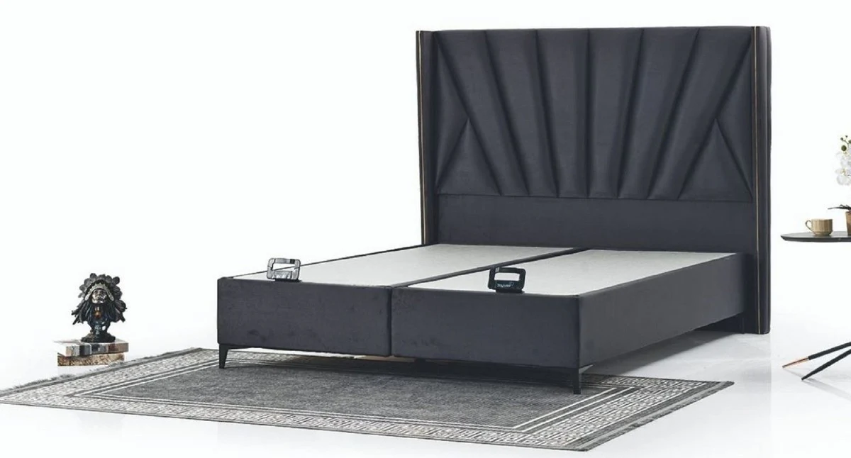 Luxury double bed anthracite / black - Modern solid wood bed - Modern bedroom & hotel furniture - Luxury collection