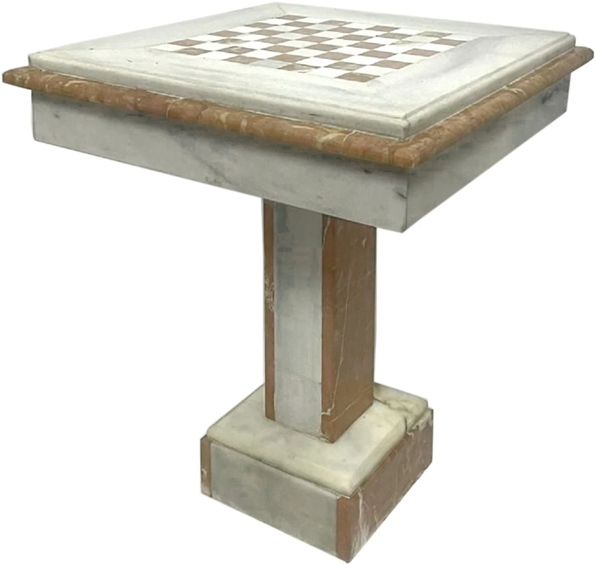 Baroque Chess Table White / Brown - Square Marble Table - Baroque Style Side Table - Baroque Style Marble Furniture - Baroque Furniture