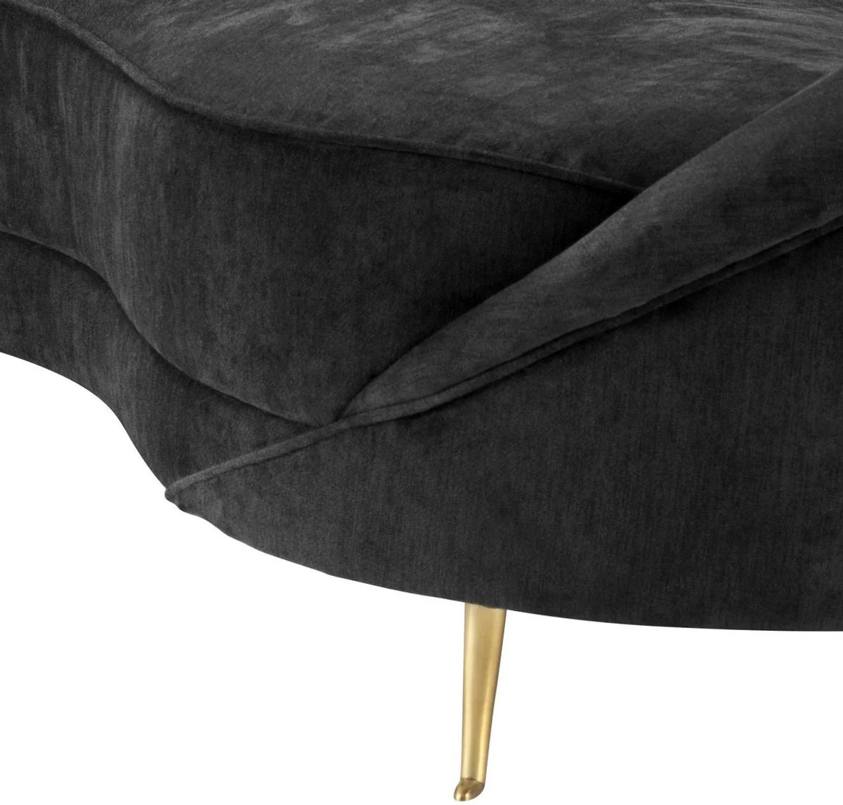 Designer velvet sofa black / brass 245 x 87 x H. 79 cm - Curved luxury couch - Designer living room furniture