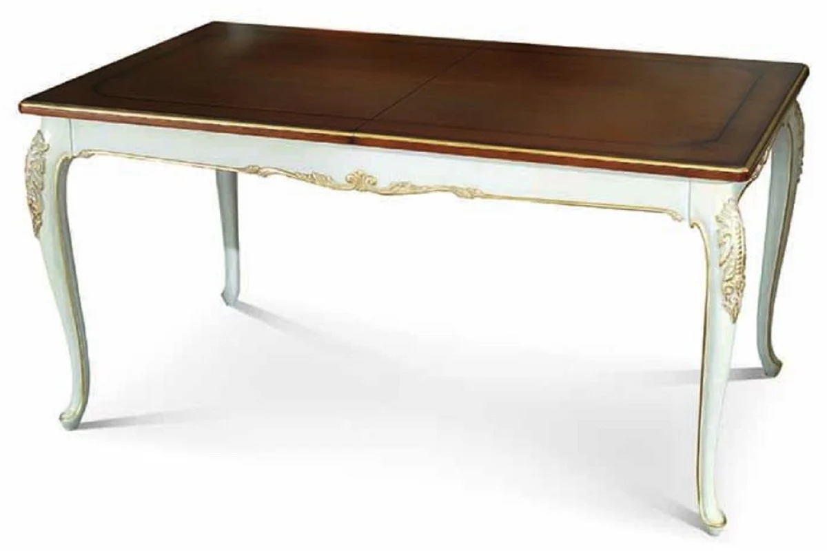 Luxury Baroque Dining Table Brown / White / Gold 160-250 cm - Baroque Furniture - Made in Italy