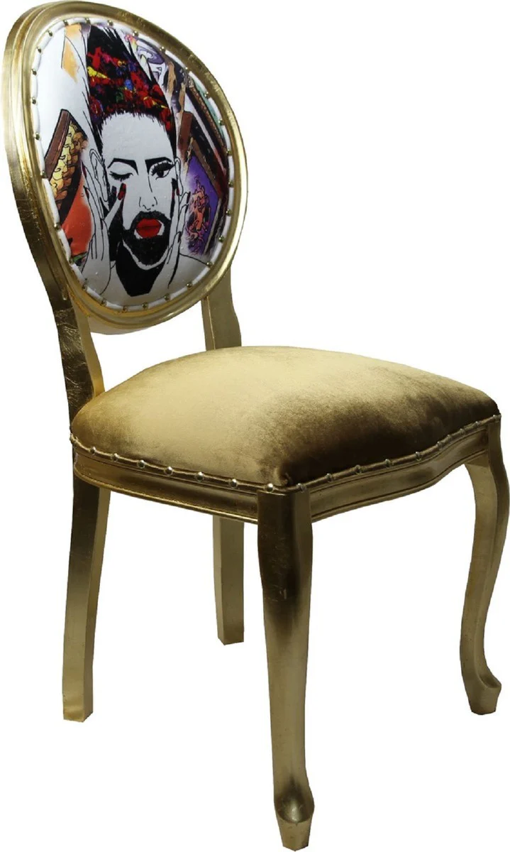 Pompöös by Luxury Baroque Dining Room Chairs Gold / Multicolored 50 x 60 x H.104 cm - Pompöös Baroque Chairs designed by Harald Glööckler - 6 dining room chairs