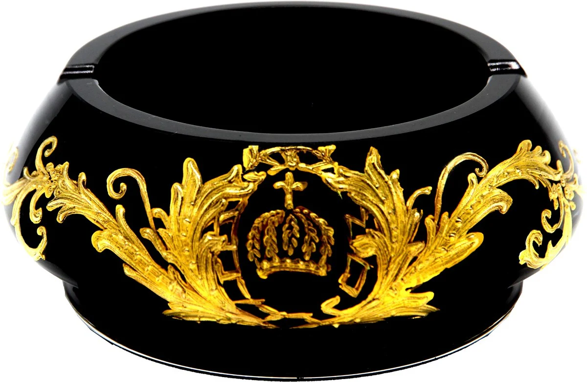 Pompöös by Luxus ashtray with 24 carat gold plating black / gold Ø 15.5 x H. 6.5 cm - Pompöös glass ashtray designed by Harald Glööckler