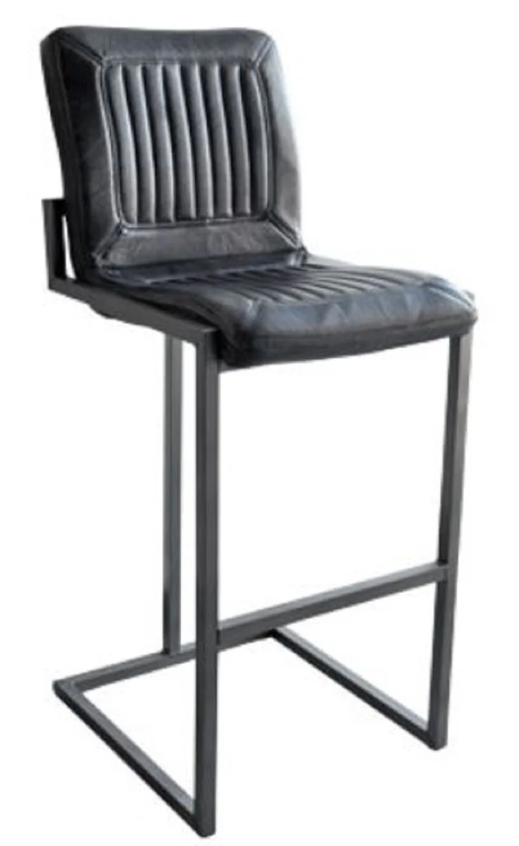 Luxury bar stool vintage black / gray 48 x 60 x H. 115 cm - bar chair with buffalo leather