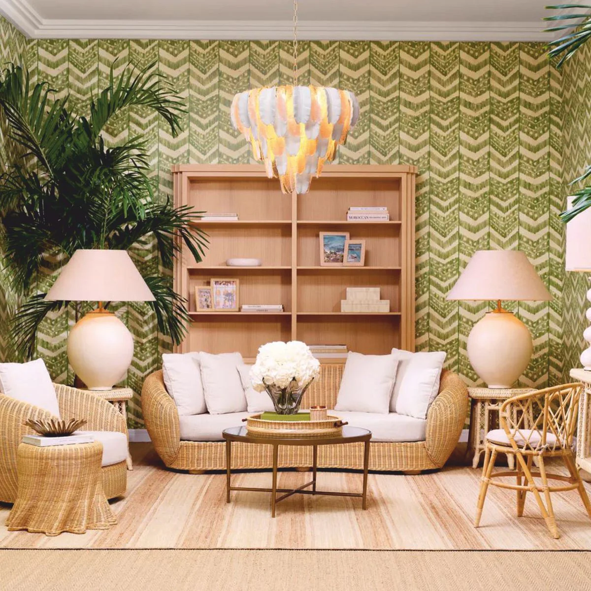 Luxury rattan side table natural color H. 46 cm - luxury furniture