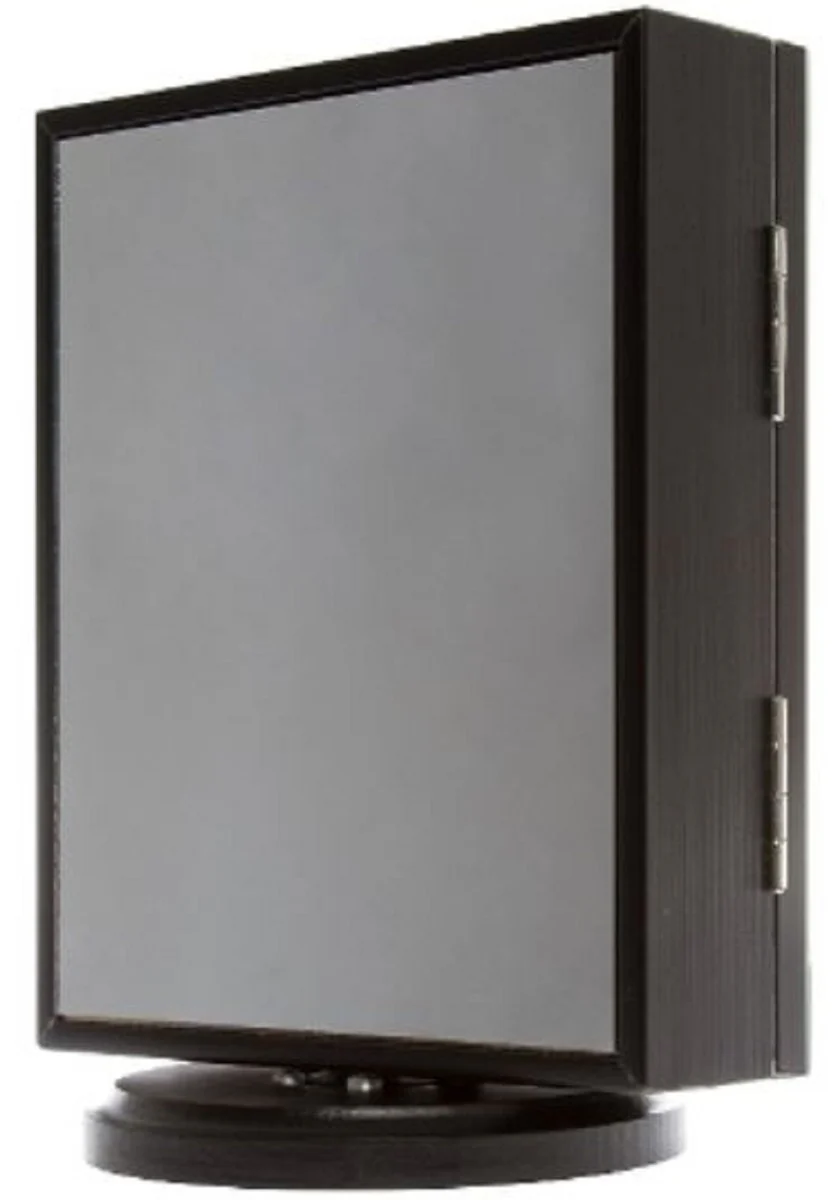 Luxury jewelry cabinet black / cream / silver 20 x 15 x H. 27 cm - Small jewelry cabinet with photo frame, mirror door and rotating base