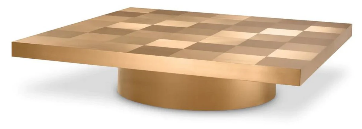 Luxury coffee table brass 134 x 134 x H. 30 cm - Square stainless steel living room table - Living room furniture - Stainless steel furniture - Luxury furniture - Luxury furnishings