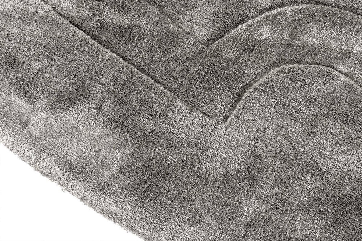 Luxury viscose rug gray Ø 280 cm - handwoven round living room rug - luxury quality