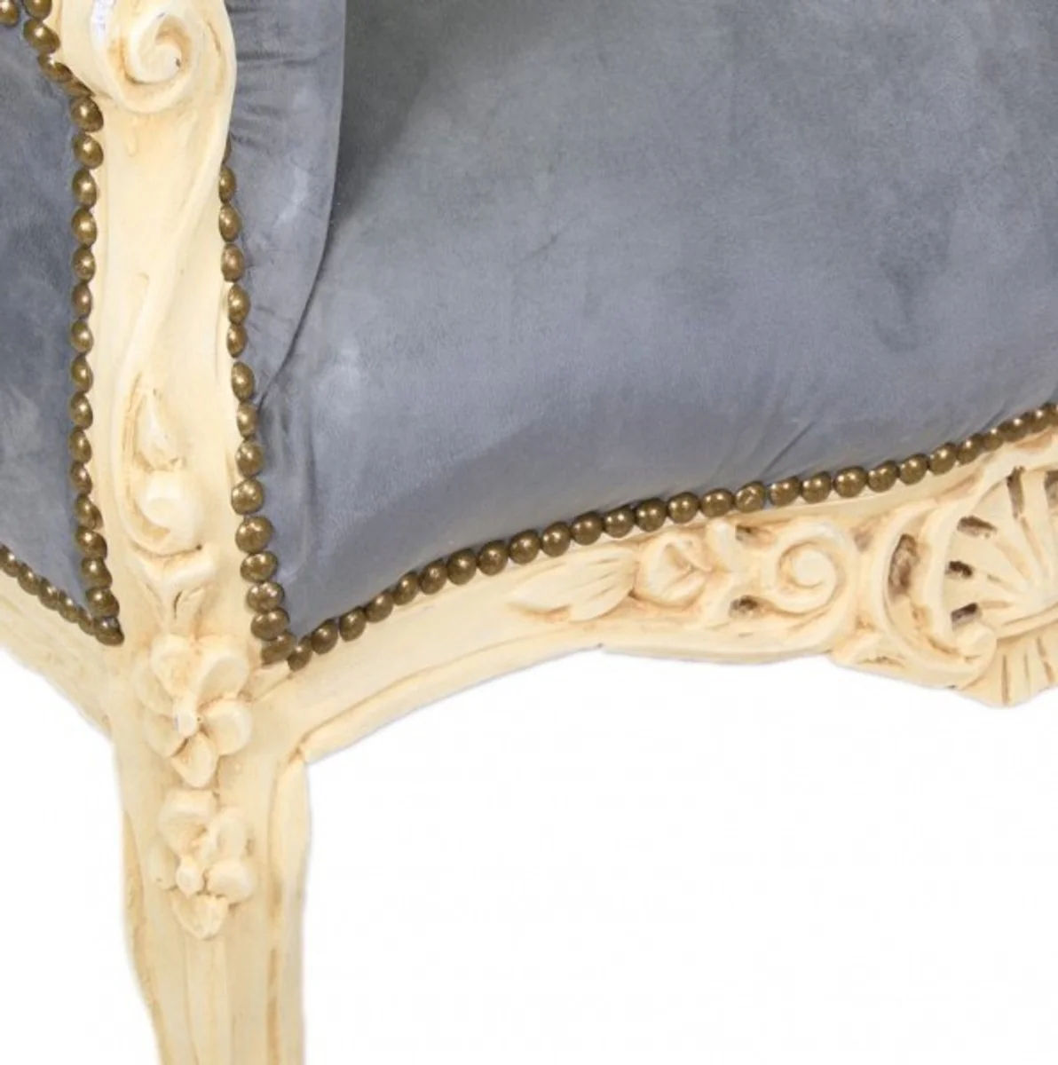 Baroque Armchair King Gray / Antique Style Cream - Antique Style Furniture