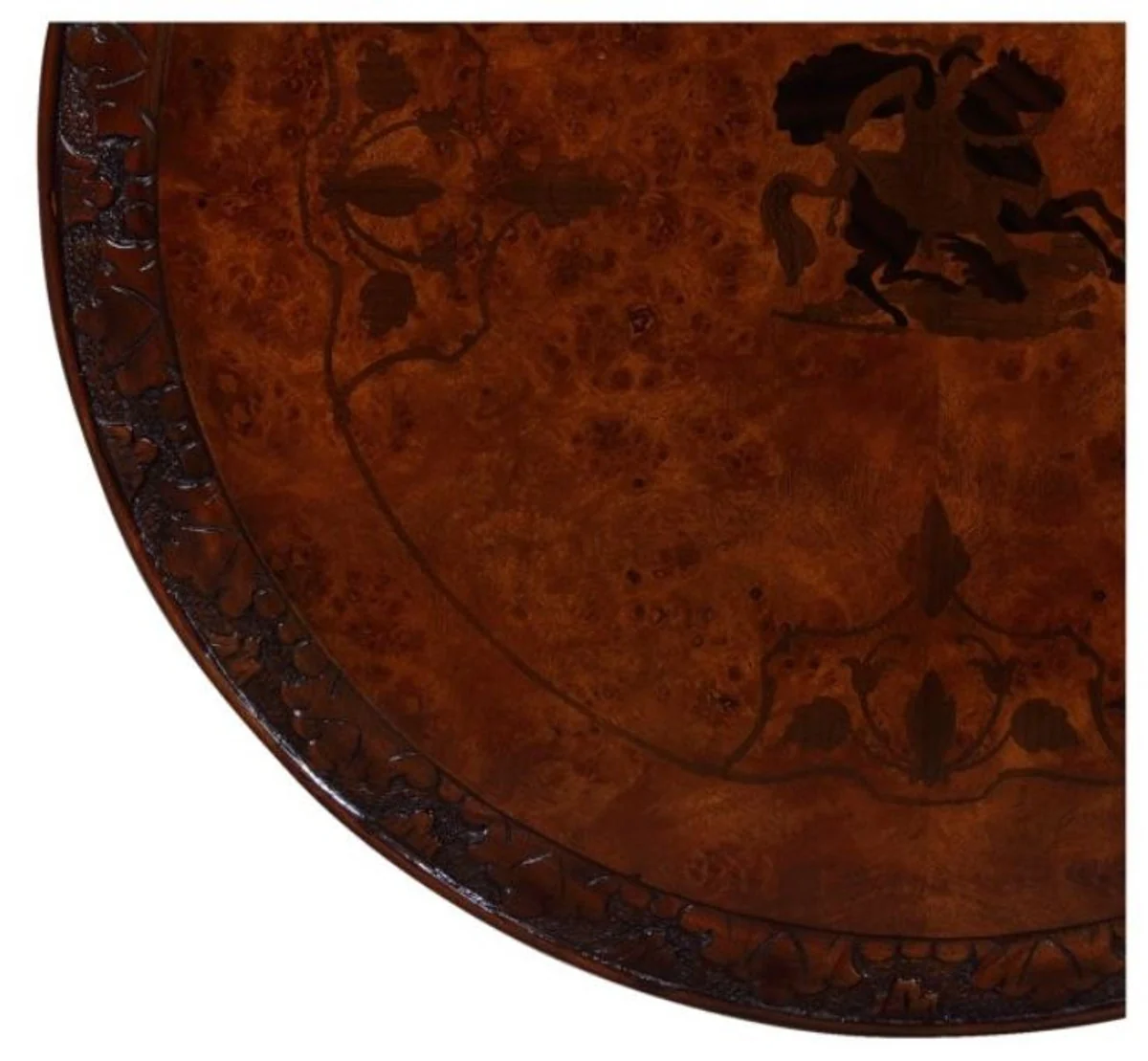 Luxury Art Nouveau mahogany side table brown Ø 50 x H. 74 cm - living room furniture