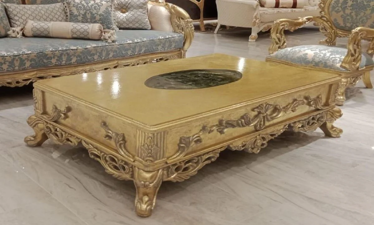 Luxury baroque coffee table gold - magnificent solid wood living room table in baroque style - baroque living room furniture - noble and magnificent