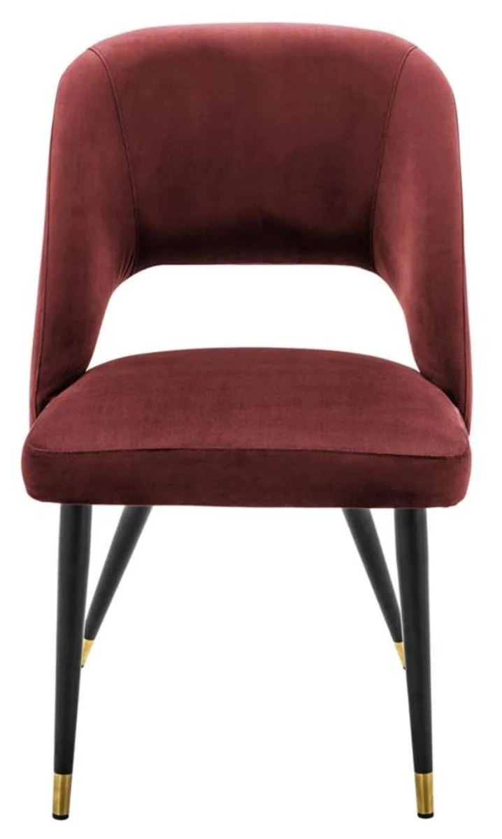 Luxury dining room chair Bordeaux red / black 52 x 58 x H. 85 cm - Luxury dining room furniture