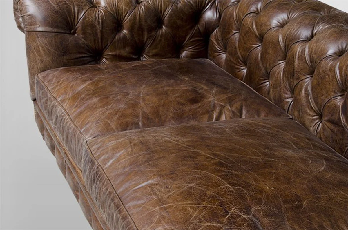 Chesterfield luxury genuine leather sofa 4 seater vintage leather from Cigar