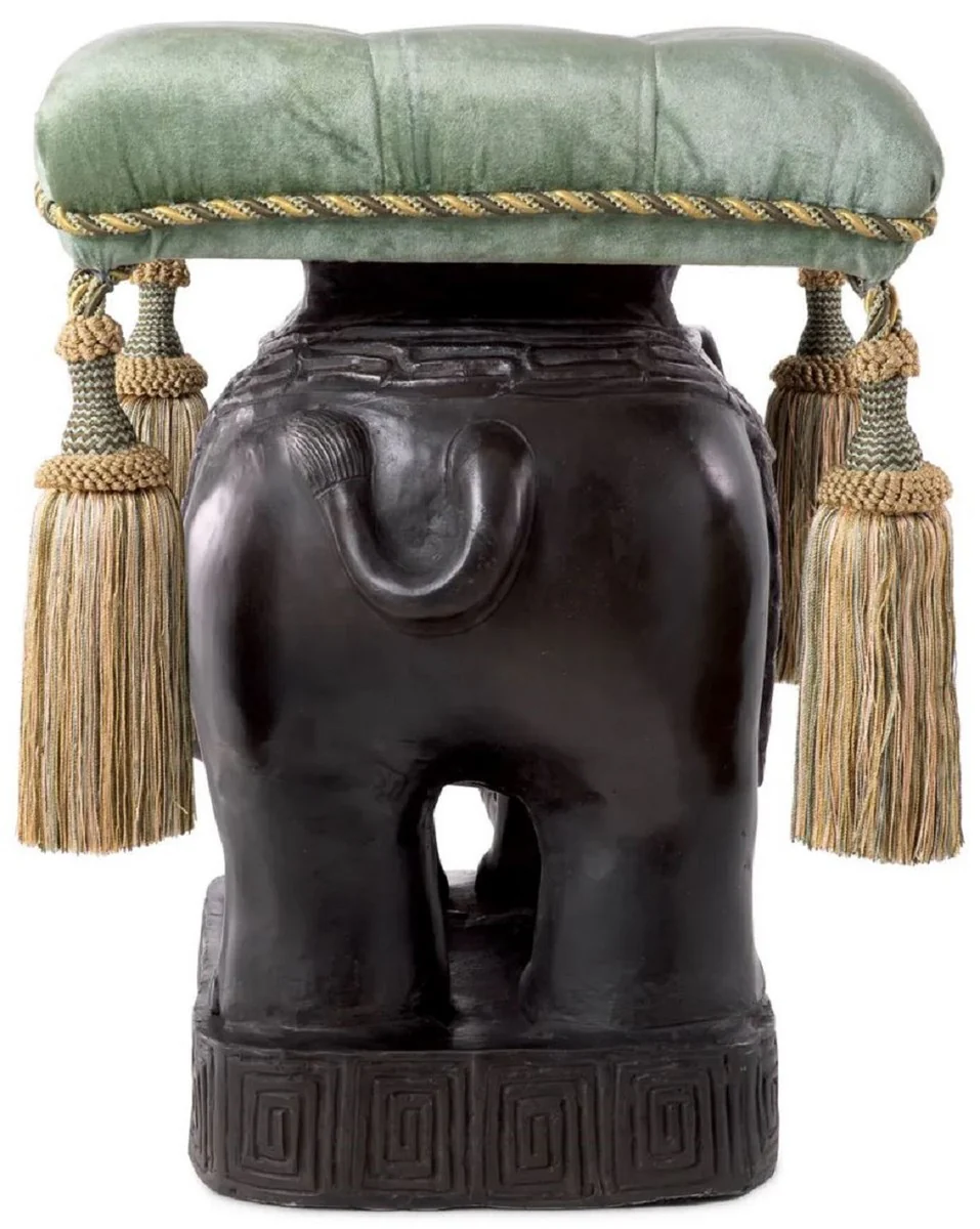 Luxury stool elephant bronze / turquoise / gold 58 x 40 x H. 55 cm - Padded aluminum stool with velvet fabric - Luxury furniture - Luxury quality