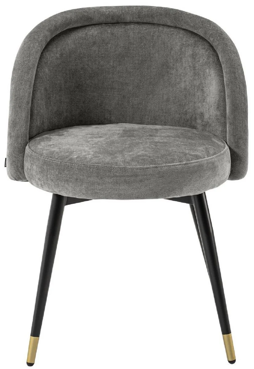 Luxury dining room chair set gray / black / brass 57.5 x 58 x H. 77 cm - Noble dining room chairs - Luxury dining room furniture