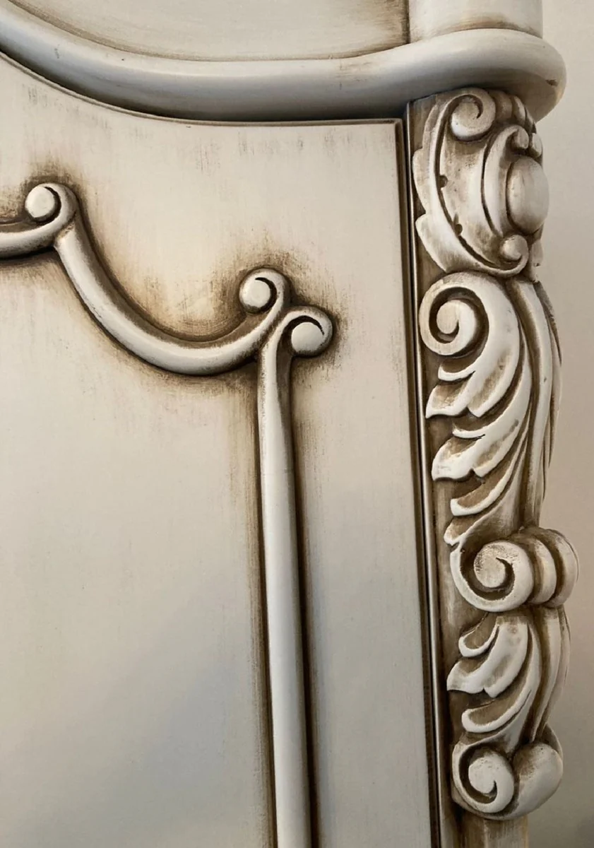 Luxury baroque bedroom cupboard antique white / brown - magnificent solid wood cupboard with 2 doors & drawer - baroque wardrobe - bedroom furniture in baroque style - baroque furniture