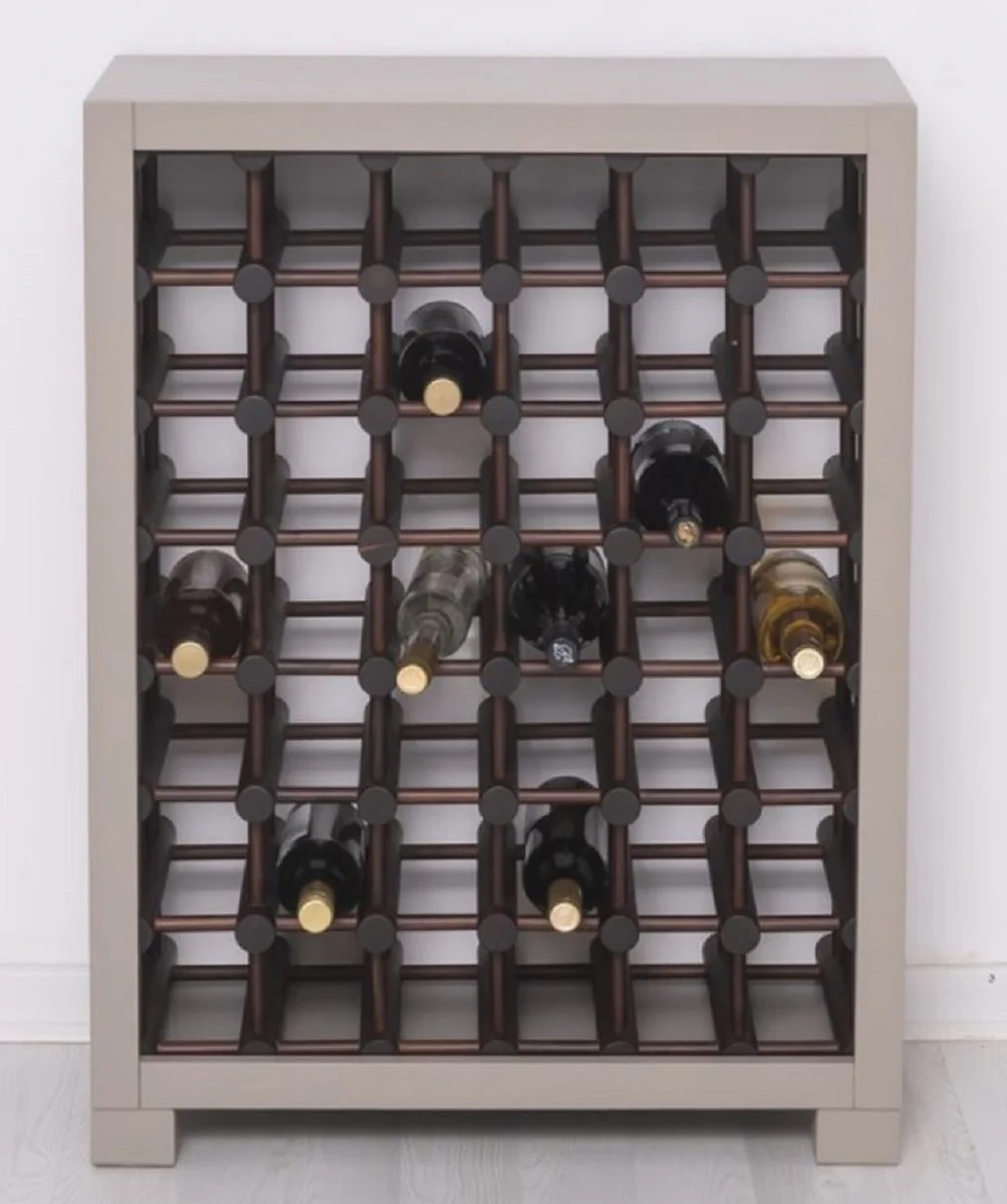Country house style solid wood wine cabinet gray / dark brown / black 68 x 35 x H. 68 cm - Solid wood wine rack in country house style - Solid wood bar furniture - Country house style bar furniture